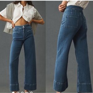 Pilcro X Anthropologie The Skipper High-Rise Wide-Leg Jeans Pool Blue Wash